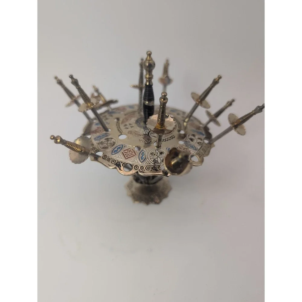 Vintage Toledo Spain Cocktail Sword Set 11 Picks w/ Stand 1960s Barware